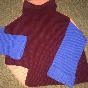 Multi color cowl neck sweater